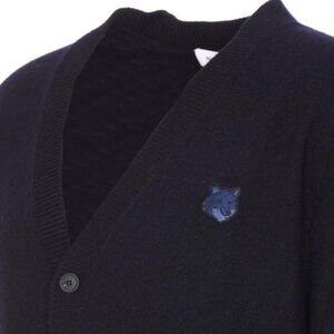 New Maison Kitsune Navy Unisex Fox Cardigan [Men's Small]